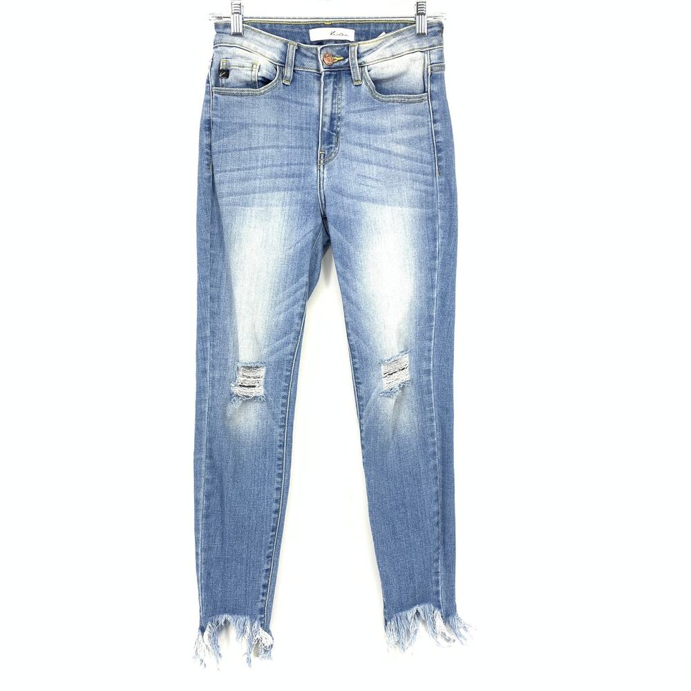 KanCan Women’s Distressed Skinny Jeans Size 7 / 27 Raw Hem Stretch